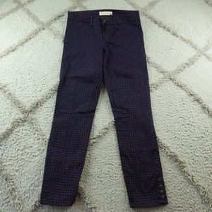 Tory Burch Emmy Ankle Skinny Jeans Womens 25 Navy Daisy Dots